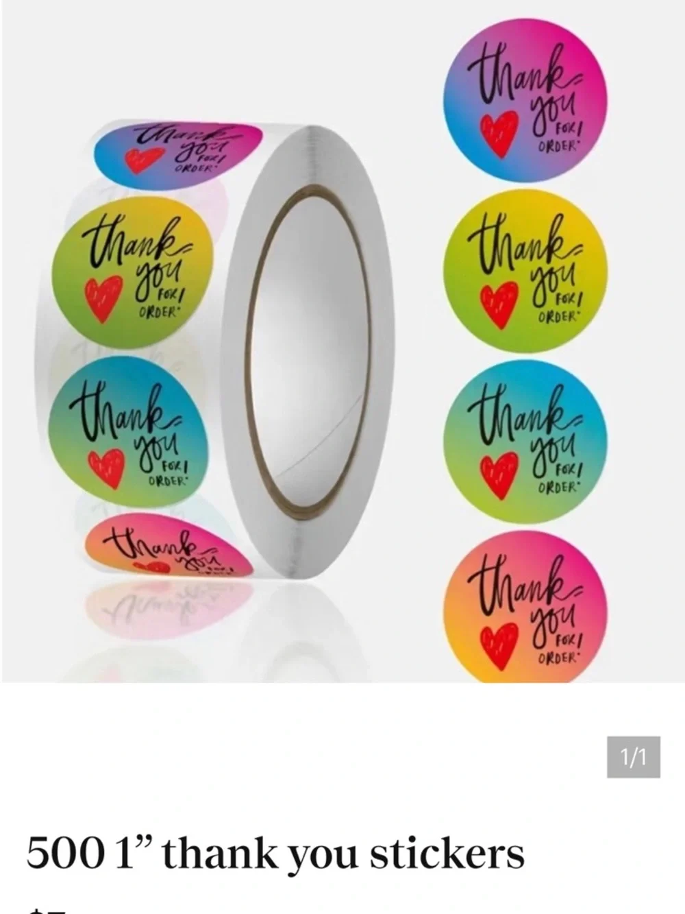 Assorted Thank You Sticker Rolls - Multicolor